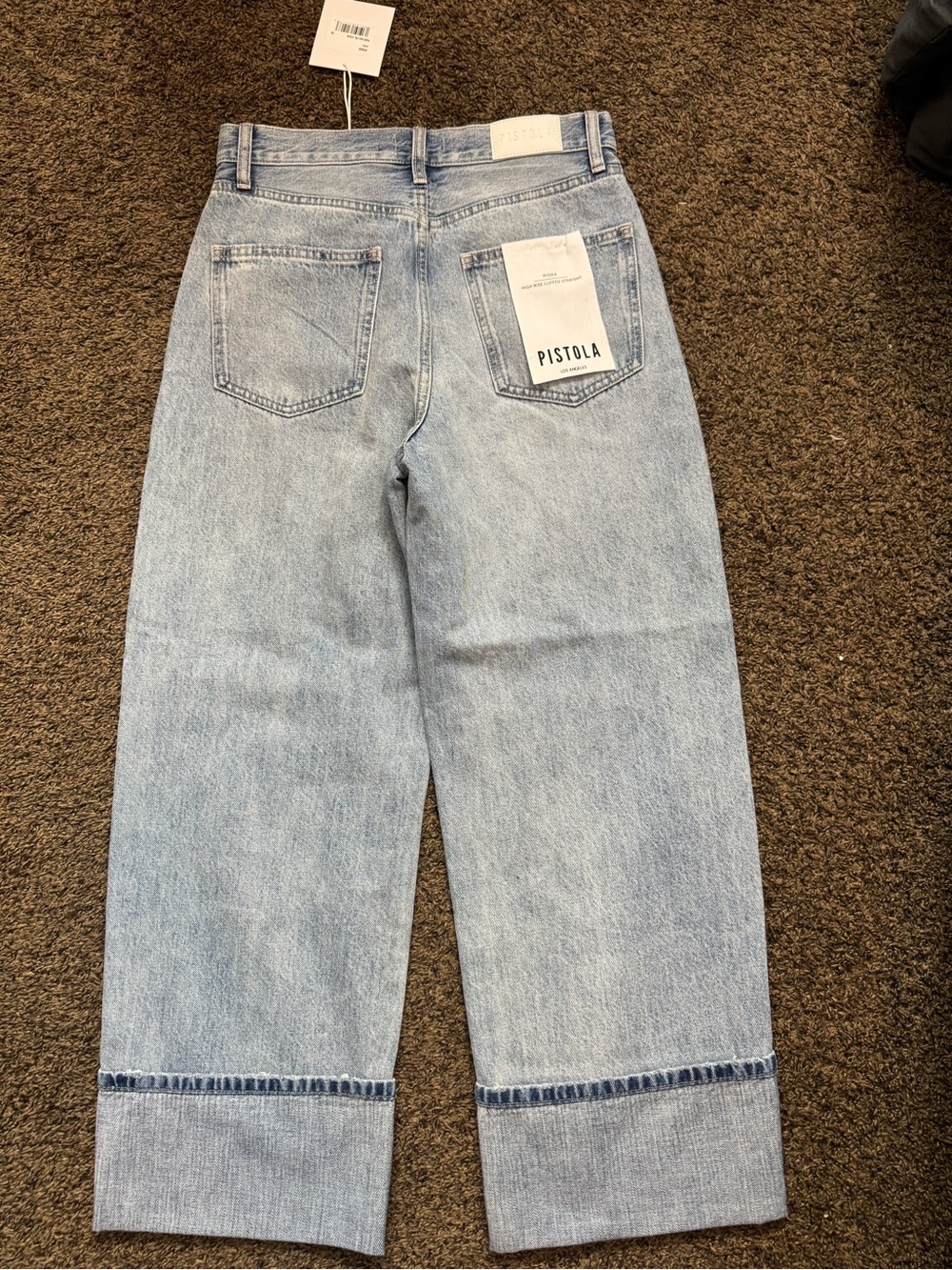 Pistola Light Blue High-Rise Cuffed Straight - Picture 4 of 5